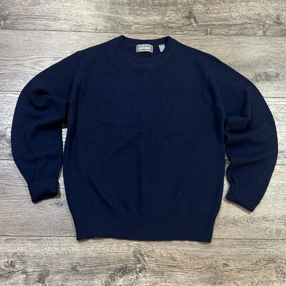 Vintage 980s Lord & Taylor Exclusively For You Two Ply Cashmere Sweater Blue Med